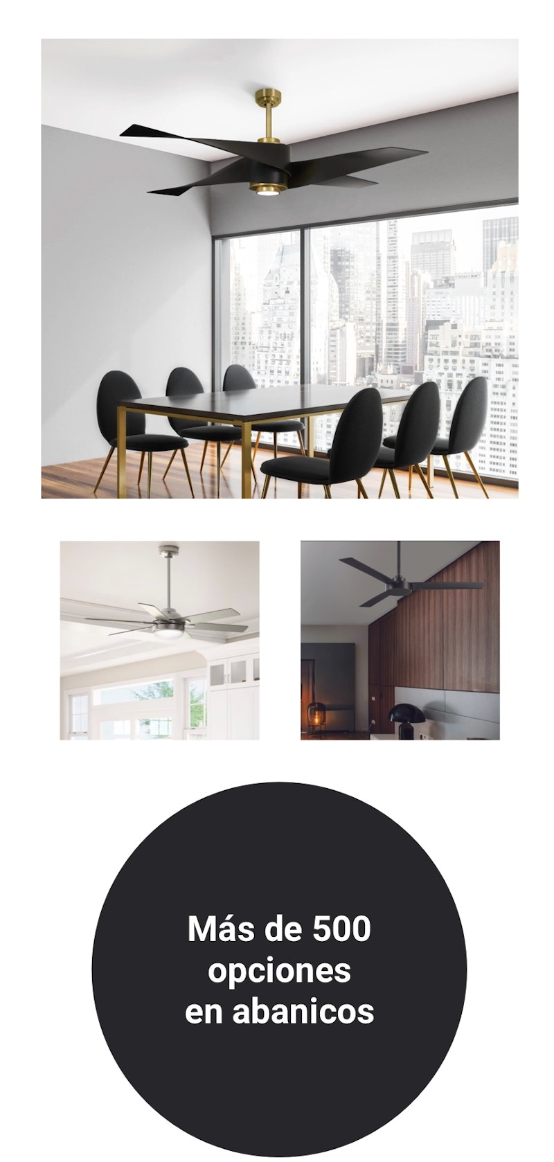 Mosaico de abanicos residenciales